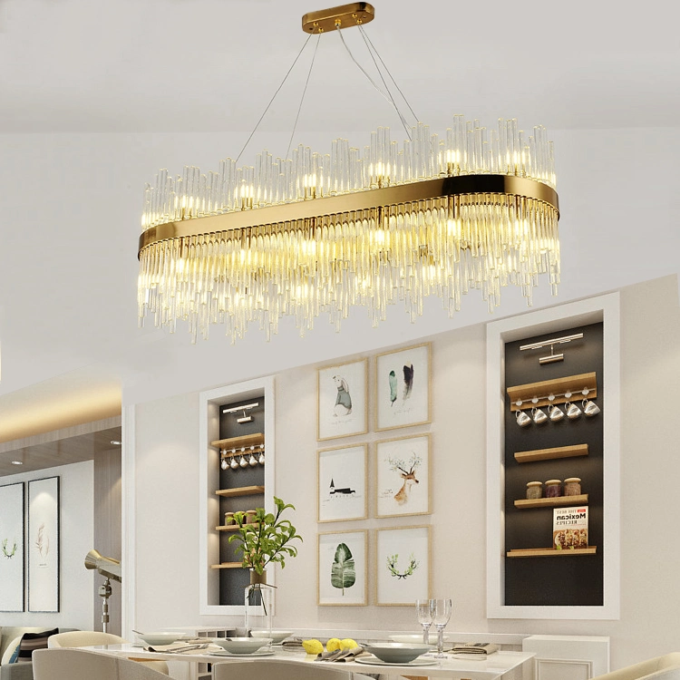 Luxury Modern Home Decorative Pendant Light Gold Rectangle Crystal Chandeliers (WH-AP-89)