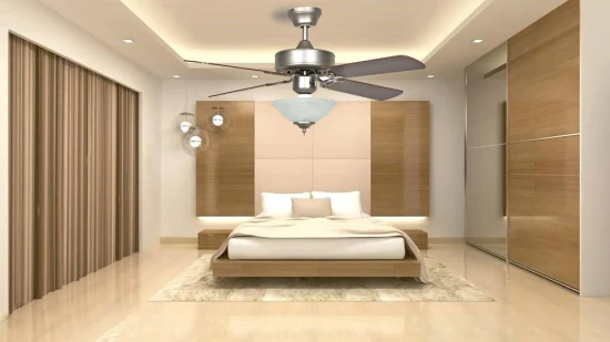 Бытовая техника Кристальный матовый черный Красивый потолочный вентилятор с реверсивными лопастями вентилятора и светодиодной подсветкой Потолочный вентилятор для спальни, гостиной